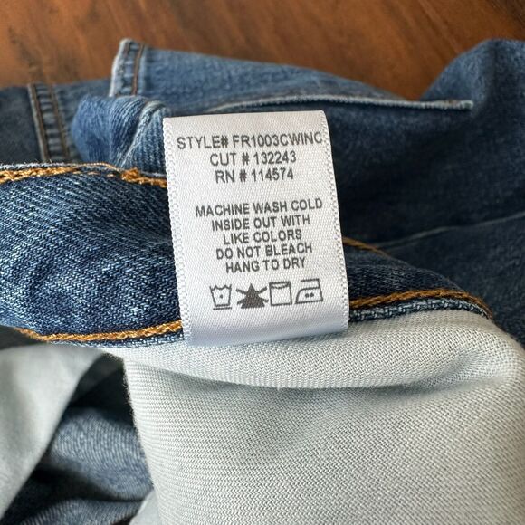 NOEND High Rise Straight Cropped Jeans Blue Denim Frayed Cotton - Picture 11 of 14